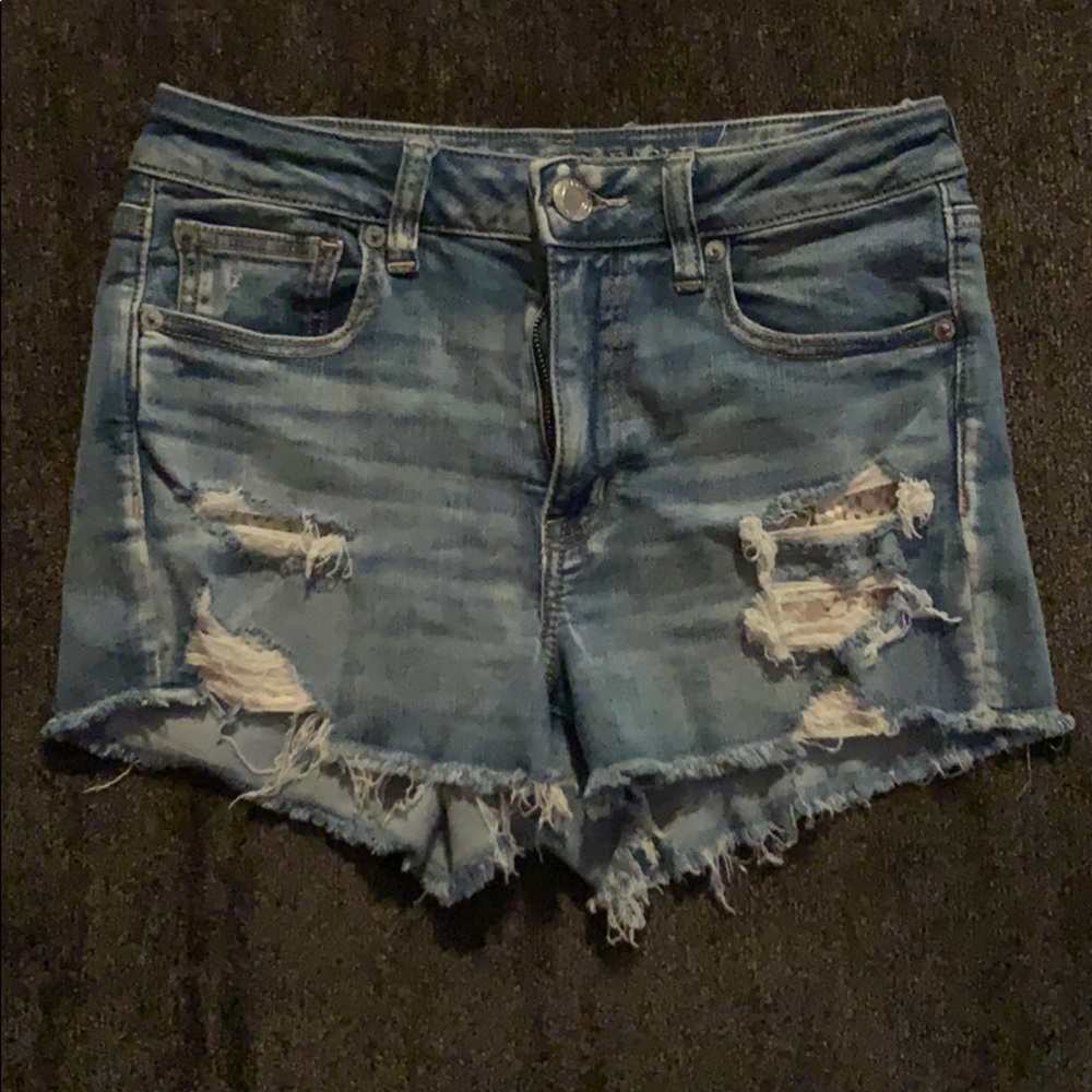 American eagle jean shorts w/ lace pockets size 8